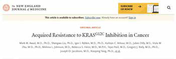 KRAS G12C抑制剂耐药机制